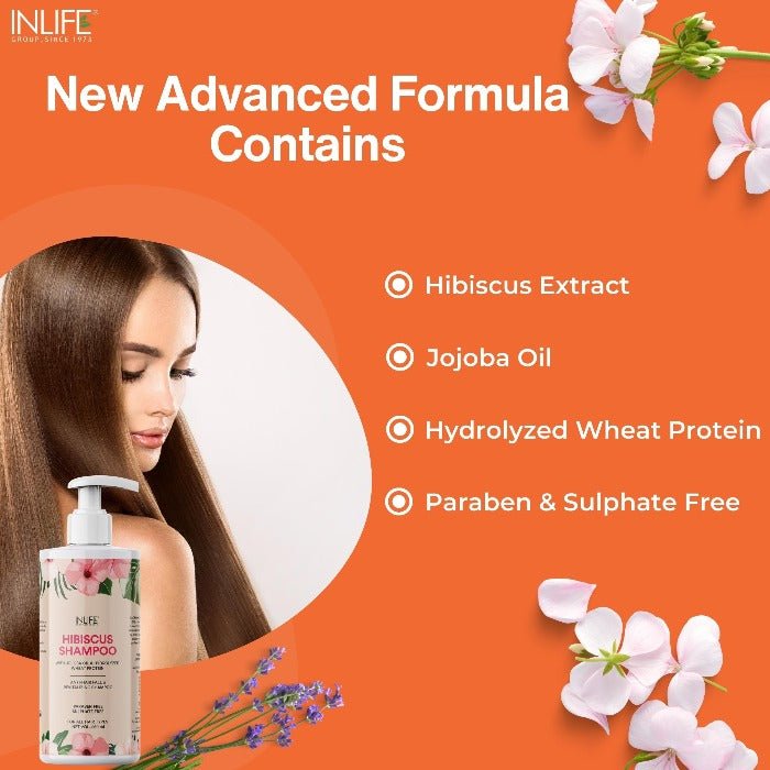 INLIFE Natural Hibiscus Anti Hair Fall Shampoo with jojoba oil and hydrolyzed wheat protein (250ml) - Inlife Pharma Private Limited