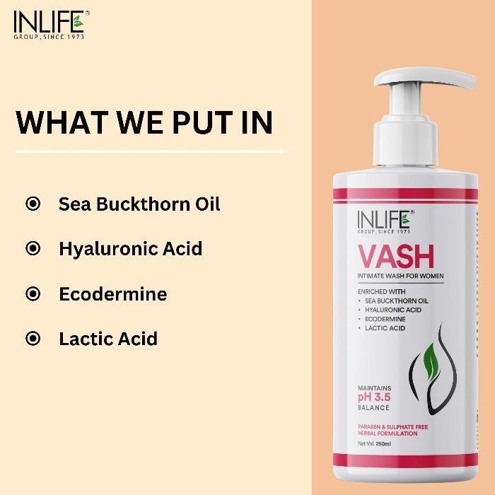 INLIFE Natural Vaginal Wash for Feminine Hygiene | Vash | 250 ml - Inlife Pharma Private Limited