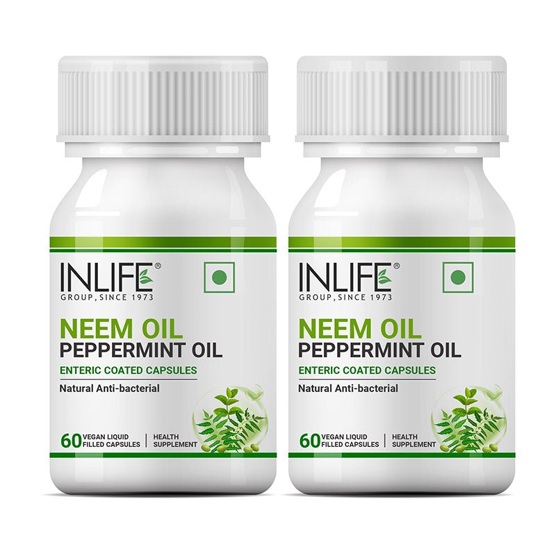 INLIFE NEEM & PEPPERMINT OIL CAPSULES FOR IBS, 500 MG | 60 ENTERIC COATED VEGETARIAN CAPSULES - Inlife Pharma Private Limited