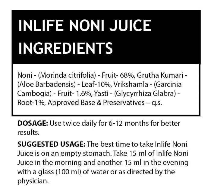 INLIFE Noni Juice Concentrate with Garcinia Cambogia & Aloe Vera (1 Litre) - Inlife Pharma Private Limited