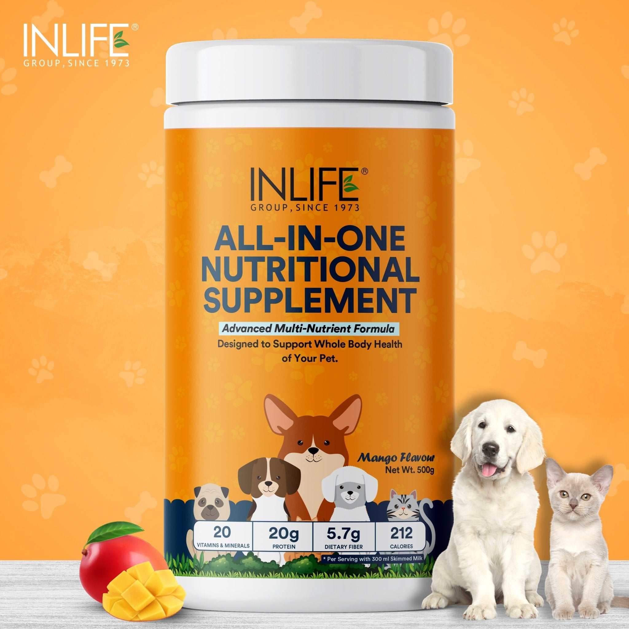 INLIFE Nutritional Meal Mix Powder for Dogs Cats Pets, Advanced Multi-Nutrient Formula - Inlife Pharma Private Limited