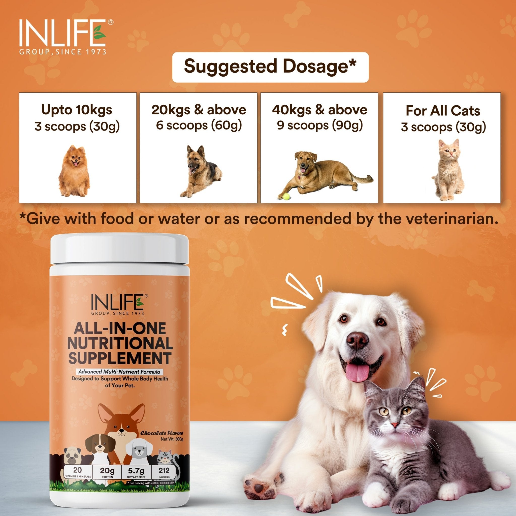 INLIFE Nutritional Meal Mix Powder for Dogs Cats Pets, Advanced Multi-Nutrient Formula - Inlife Pharma Private Limited