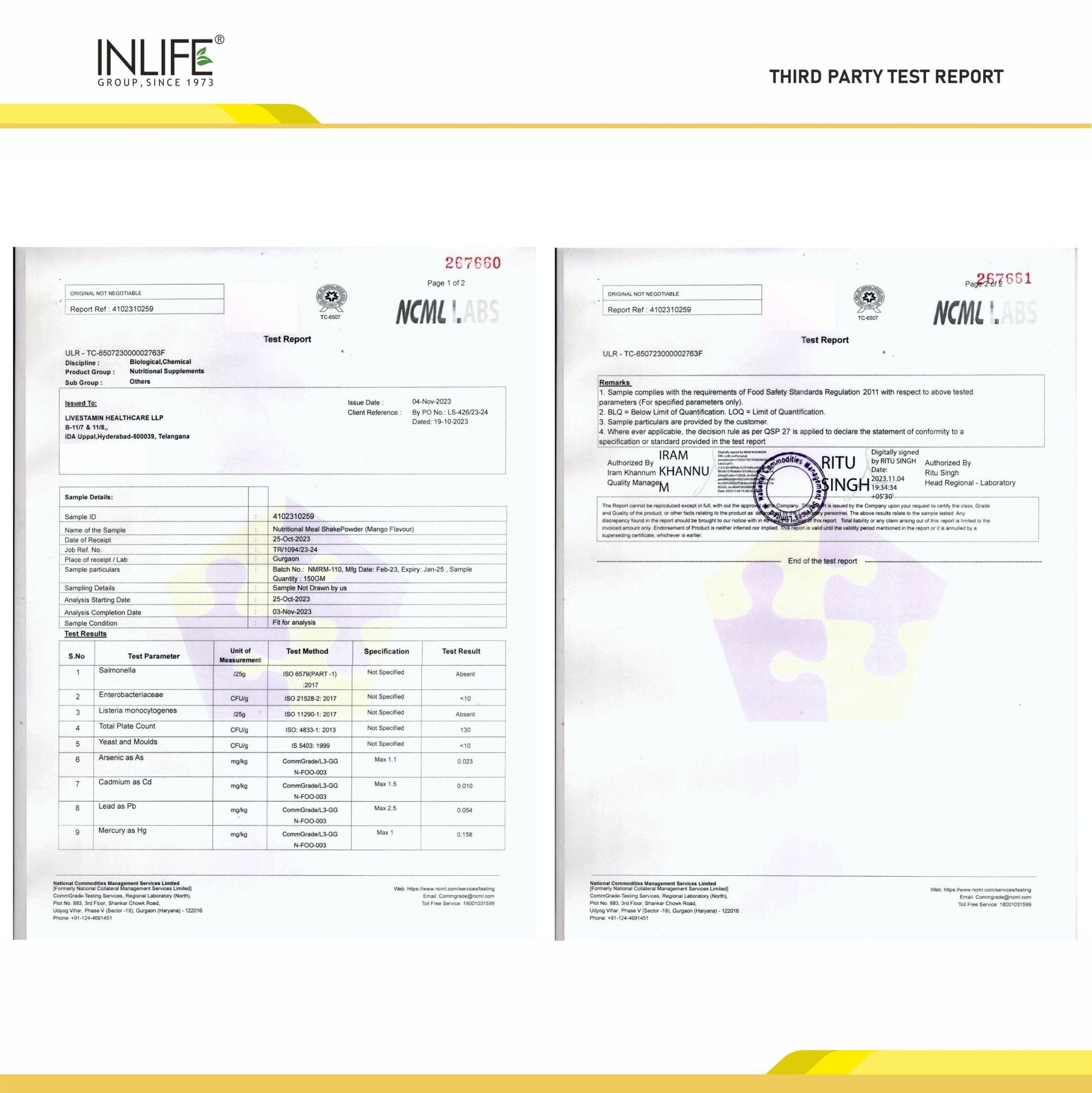 INLIFE Nutritional Meal Replacement Shake (500g, 16 Servings) - Inlife Pharma Private Limited