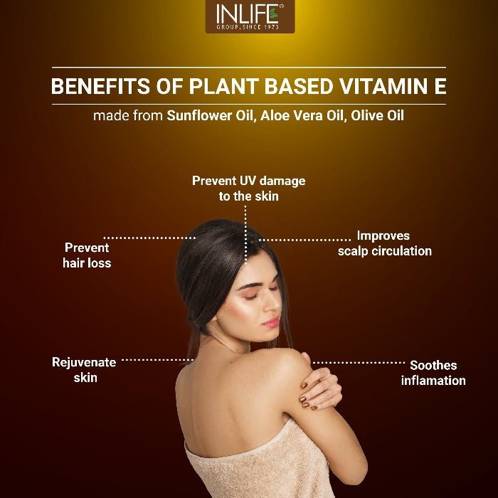 INLIFE Plant Based Natural Vitamin E Capsules, Sunflower, Olive & Aloe Vera Oils - 30 Capsules - Inlife Pharma Private Limited