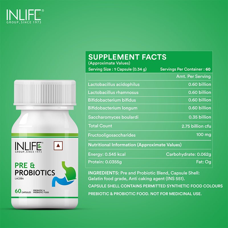 INLIFE Prebiotics and Probiotics Supplement (60 Capsules) - Inlife Pharma Private Limited