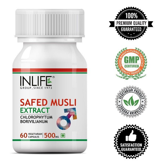 INLIFE Safed Musli Extract Supplement, 500mg - 60 Vegetarian Capsules - Inlife Pharma Private Limited