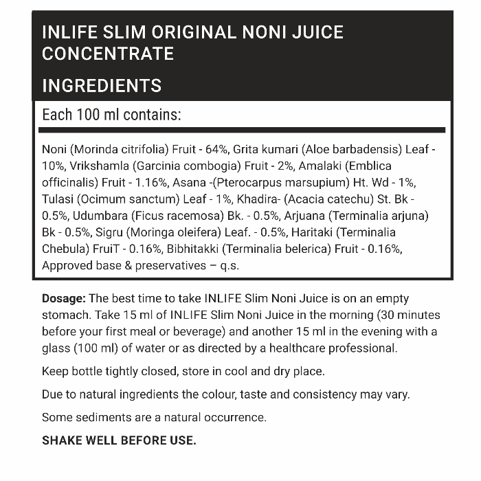 INLIFE Slim Noni Juice Concentrate - 1 Litre - Inlife Pharma Private Limited