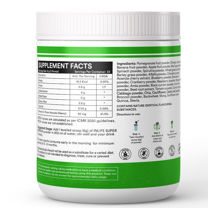 INLIFE SUPER GREENS FUSION | Vital Nutrients, Fiber, Antioxidants, Superfoods powder - Inlife Pharma Private Limited