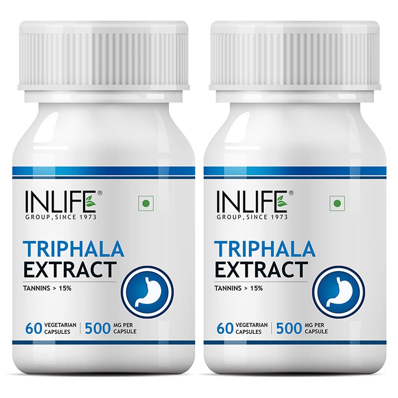 INLIFE Triphala (Tannins>15%) Extract, 500mg - 60 Vegetarian Capsules - Inlife Pharma Private Limited