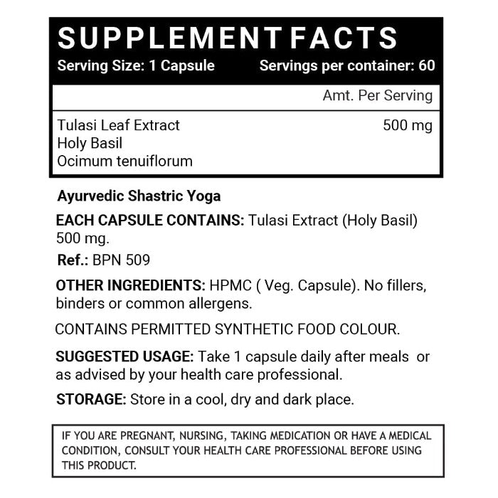 INLIFE Tulsi (Tulasi) Extract Holy Basil Supplement, 500mg - 60 Vegetarian Capsules - Inlife Pharma Private Limited
