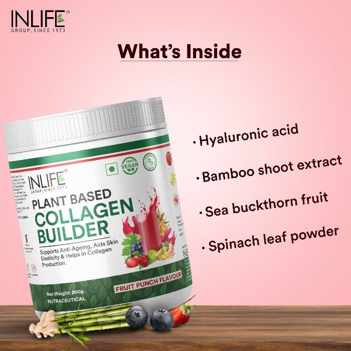 INLIFE Vegan Plant Based Collagen Powder Supplement, Women & Men - 200g (Fruit Punch) - Inlife Pharma Private Limited