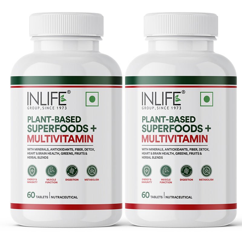 INLIFE Vegan Plant Based Multivitamin for Men & Women: Superfood+ | 60 Tablets - Inlife Pharma Private Limited