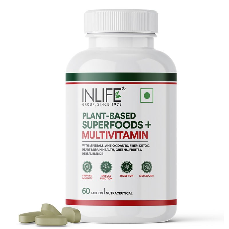 INLIFE Vegan Plant Based Multivitamin for Men & Women: Superfood+ | 60 Tablets - Inlife Pharma Private Limited