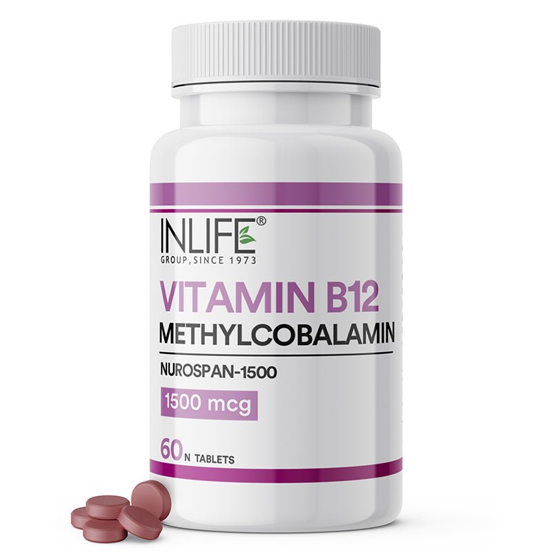 INLIFE Vitamin B12 1500mcg Methylcobalamin, Energy, Nervous System Support - 60 Tablets (Nurospan-1500) - Inlife Pharma Private Limited