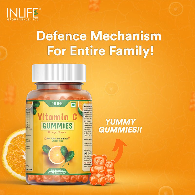 INLIFE Vitamin C Supplement - 30 Gummies (Orange) - Inlife Pharma Private Limited