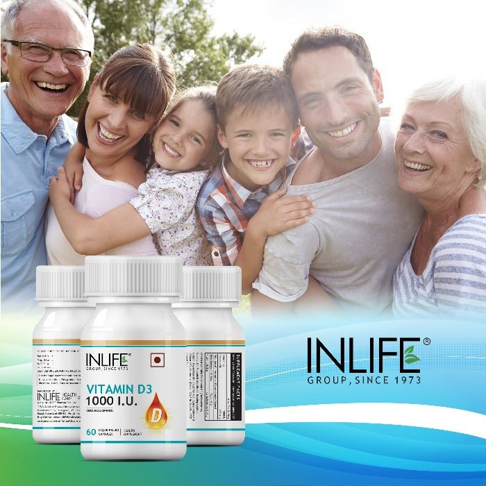 INLIFE Vitamin D3 1000 IU Supplement (60 Capsules) - Inlife Pharma Private Limited