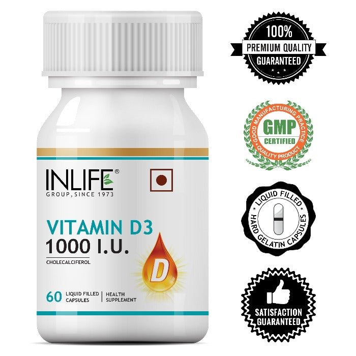 INLIFE Vitamin D3 1000 IU Supplement (60 Capsules) - Inlife Pharma Private Limited