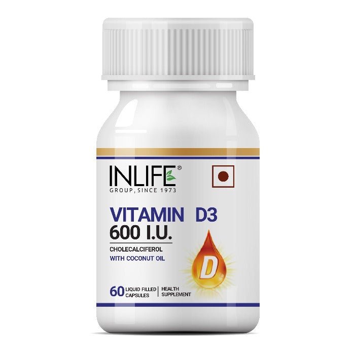 INLIFE Vitamin D3 600 IU Cholecalciferol Supplement- 60 Capsules - Inlife Pharma Private Limited