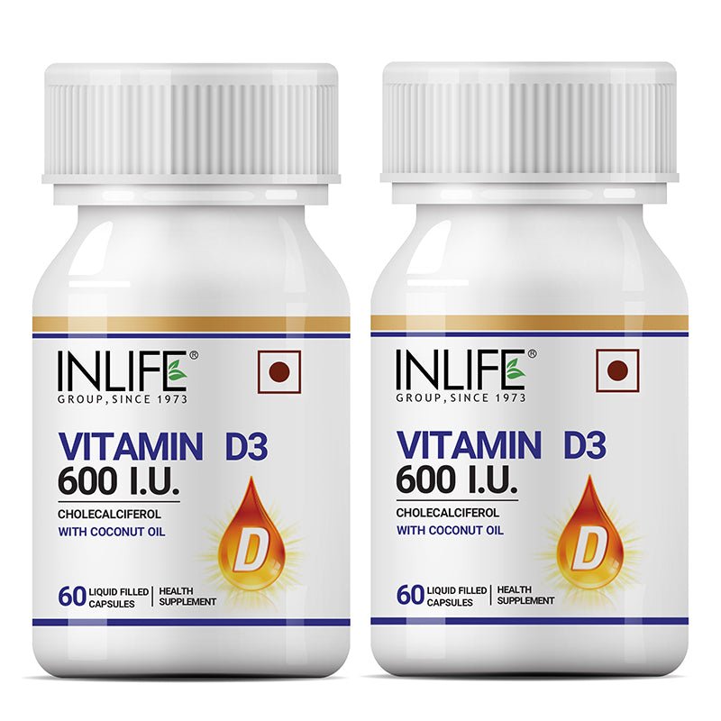 INLIFE Vitamin D3 600 IU Cholecalciferol Supplement- 60 Capsules - Inlife Pharma Private Limited