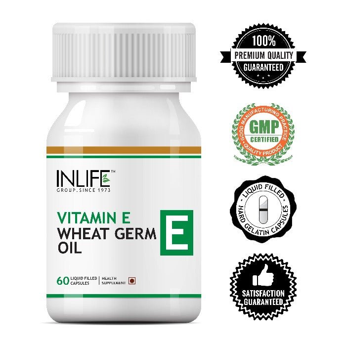 INLIFE Vitamin E Wheat Germ Oil Supplement, 500mg (60 Capsules) - Inlife Pharma Private Limited