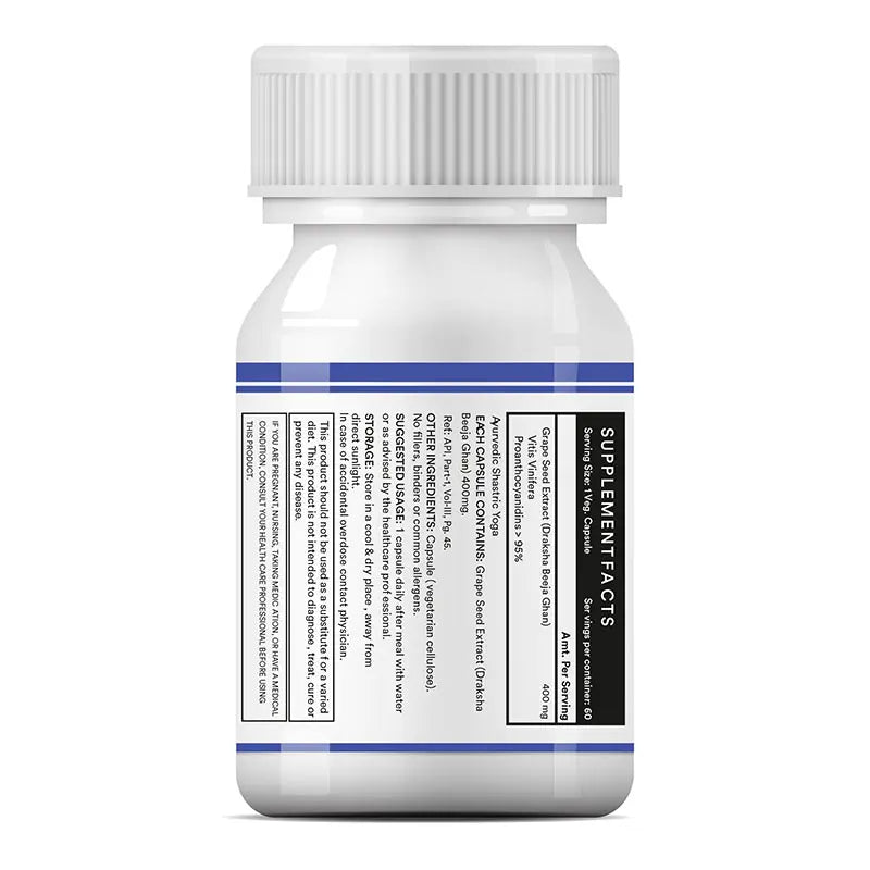 Inlife Grape Seed Extract (Proanthocyanidins > 95%)|400mg| 60 Veg Capsules