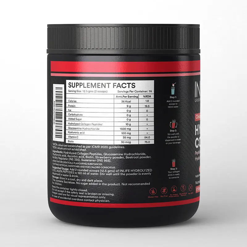 Inlife Hydrolyzed Japanese Collagen Peptides, with Biotin, Hyaluronic Acid & Glucosamine HCl, Powder