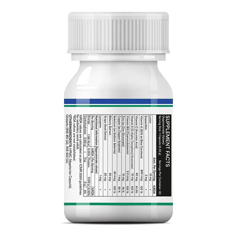 Inlife Eye Health Supplement with Bilberry, Zeaxanthin, Veg. Capsules