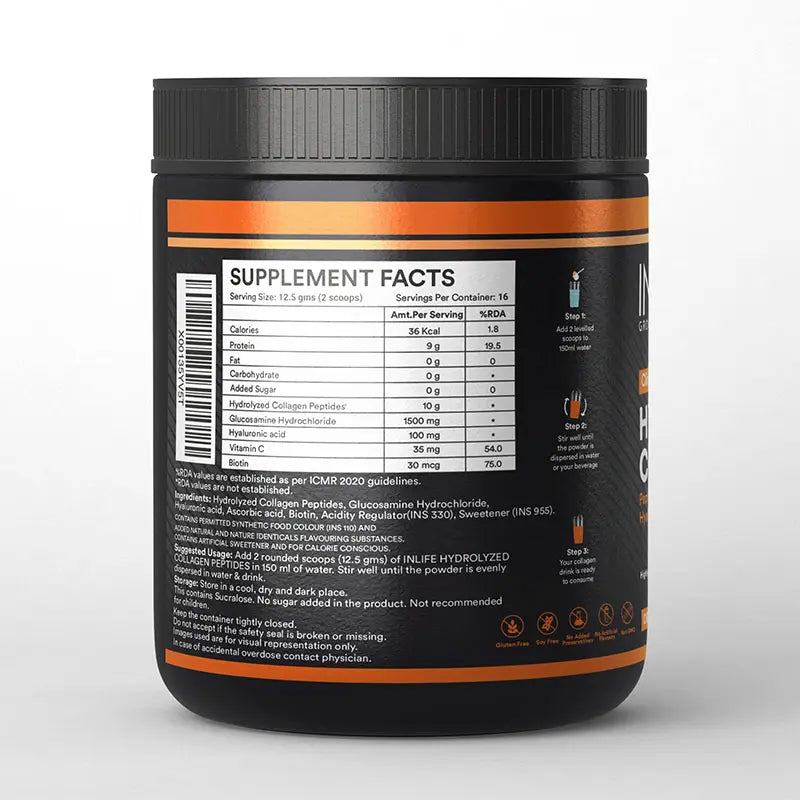 Inlife Hydrolyzed Japanese Collagen Peptides, with Biotin, Hyaluronic Acid & Glucosamine HCl, Powder