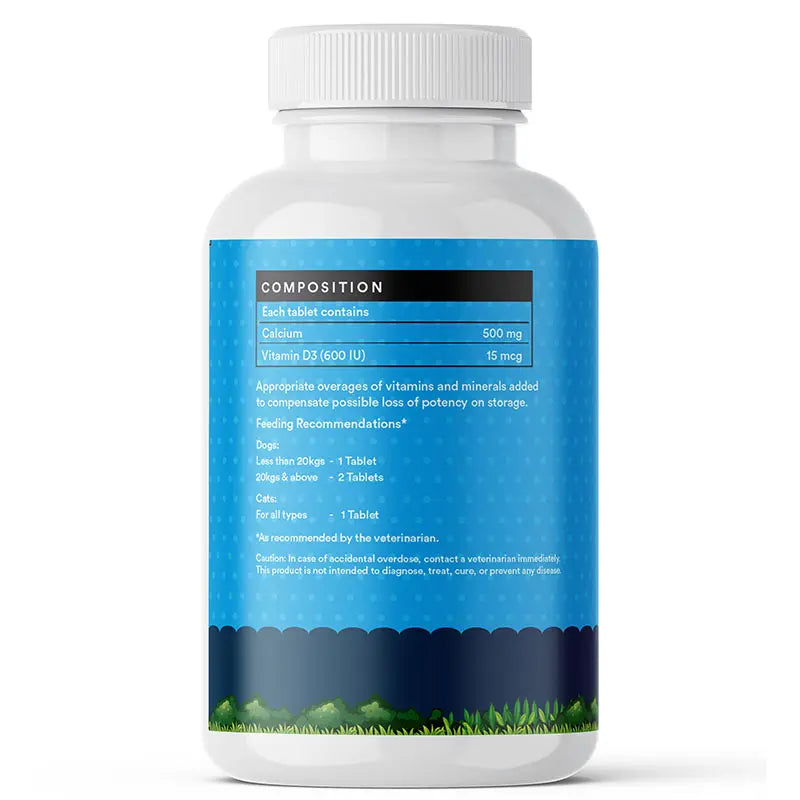 Inlife Calcium Tablets for Dogs Cats with Vitamin D3 | Stronger Bones, Teeth & Joint Support In Pets Tablets