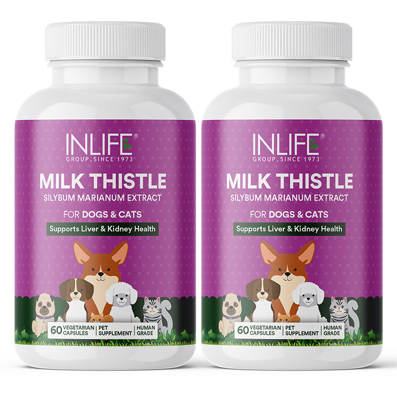 Inlife Milk Thistle Capsules for Dogs & Cats | 400mg | Veg. Capsules
