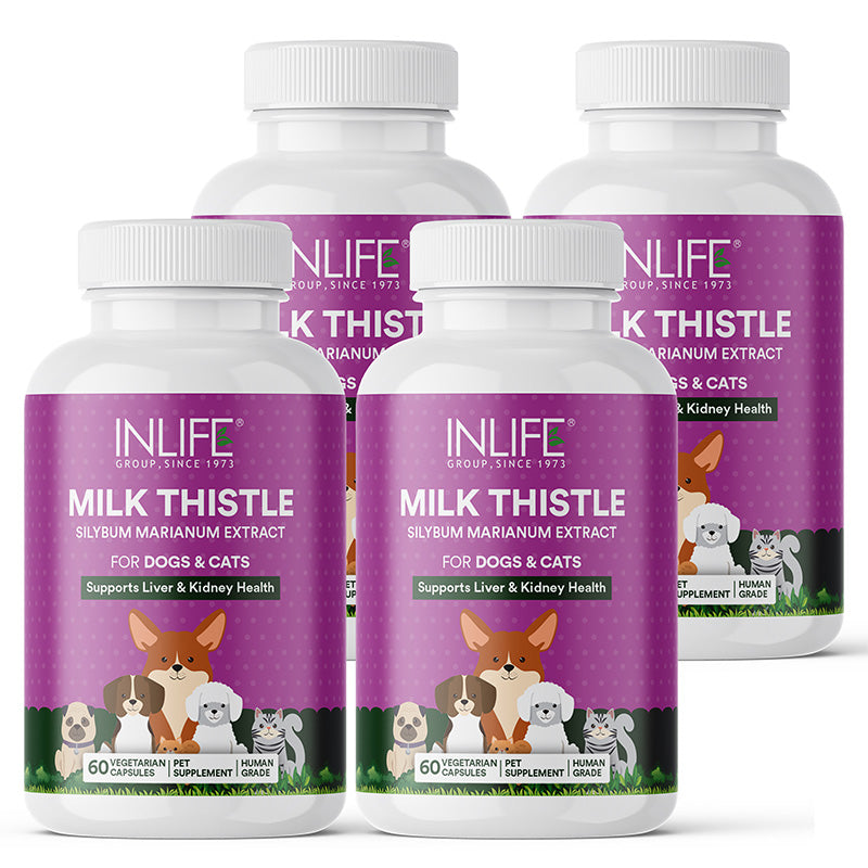 Inlife Milk Thistle Capsules for Dogs & Cats | 400mg | Veg. Capsules