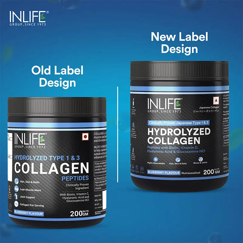 Inlife Hydrolyzed Japanese Collagen Peptides | with Biotin, Hyaluronic Acid & Glucosamine HCl | 200g Powder