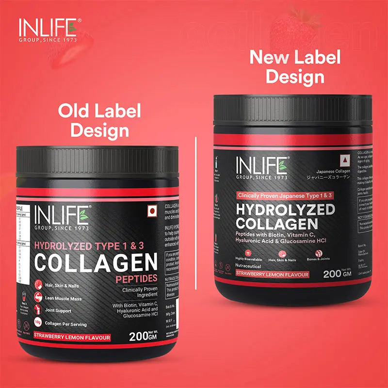 Inlife Hydrolyzed Japanese Collagen Peptides | with Biotin, Hyaluronic Acid & Glucosamine HCl | 200g Powder