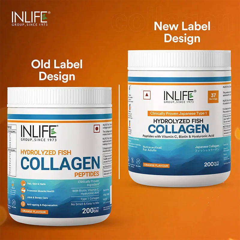 Inlife Japanese Marine Fish Collagen Supplements for Women & Men | Clinically Proven Ingredient | 200g Powder