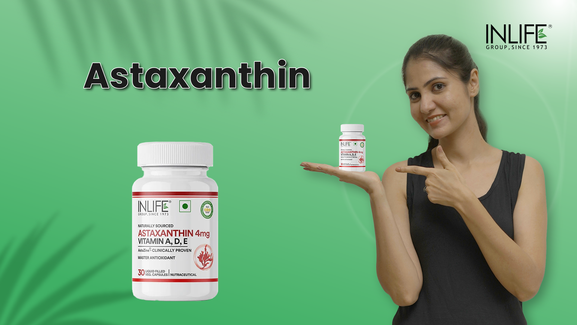 Inlife Astaxanthin supplement- powered by clinically proven Astazine, for eye, joint, skin and heart health