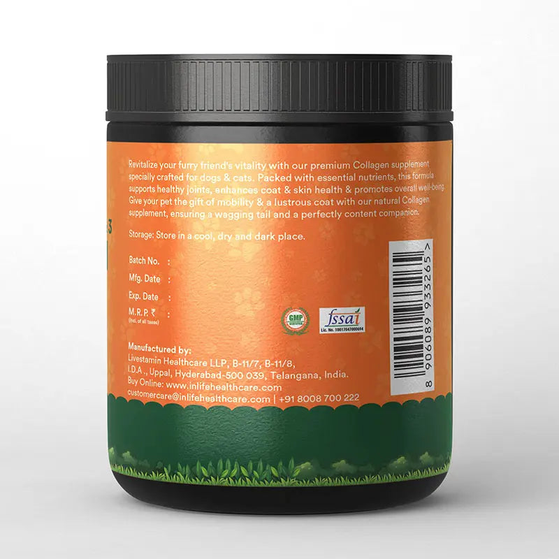 Inlife Hydrolyzed Type 1 & 3 Collagen Peptides Supplement for Pets | Available in 3 flavors: