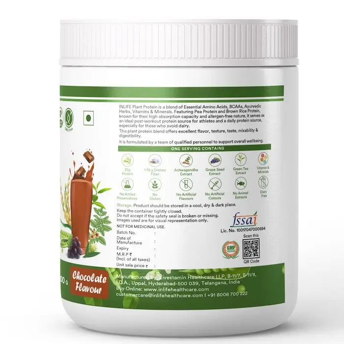 Inlife Plant Based Protein Powder Supplement | 25gms Protein
