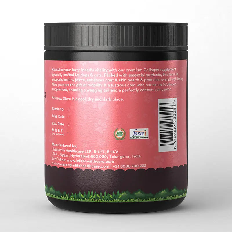 Inlife Hydrolyzed Type 1 & 3 Collagen Peptides Supplement for Pets | Available in 3 flavors:
