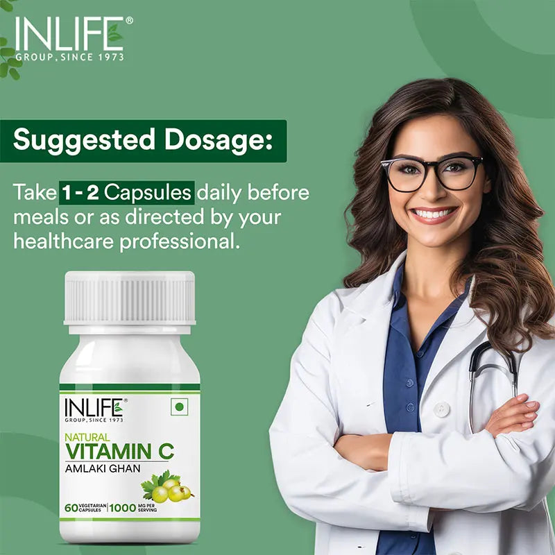 Inlife Natural Vitamin C Amla Extract |1000mg| 60 Veg. Capsules