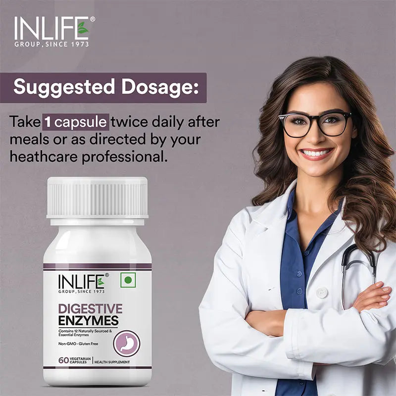 Inlife Prebiotic & Probiotics Forte + Digestive Enzymes | 25 billion CFU | Vegetarian Combo Pack