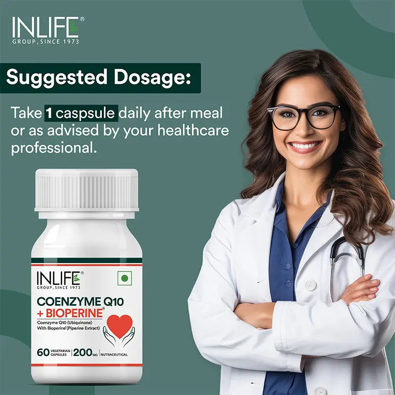 Inlife Coenzyme Q10 Supplement (CoQ10) with Bioperine | 200mg | Veg. Capsules