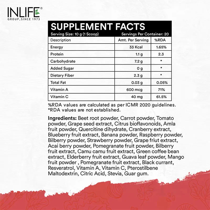 Super Reds Powder, Antioxidant-Rich 20 Superfoods, Fruits, Beets & Berries