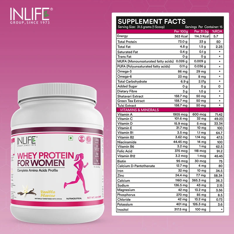 Inlife Whey Protein Powder for Women | 500g