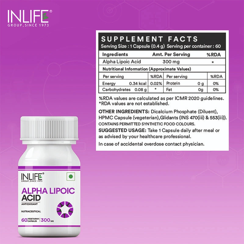 Inlife Alpha Lipoic Acid (ALA) 300mg Capsules