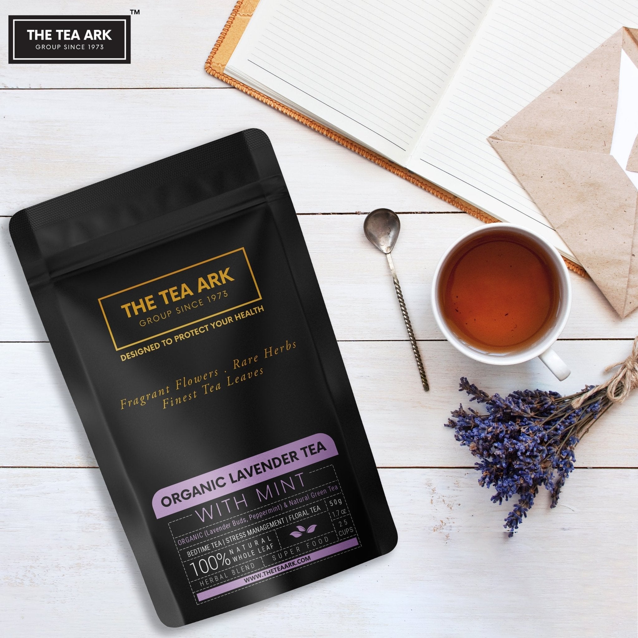 The Tea Ark Lavender Peppermint Green Tea, Bedtime Tea for Sleep & Stress Management - Inlife Pharma Private Limited