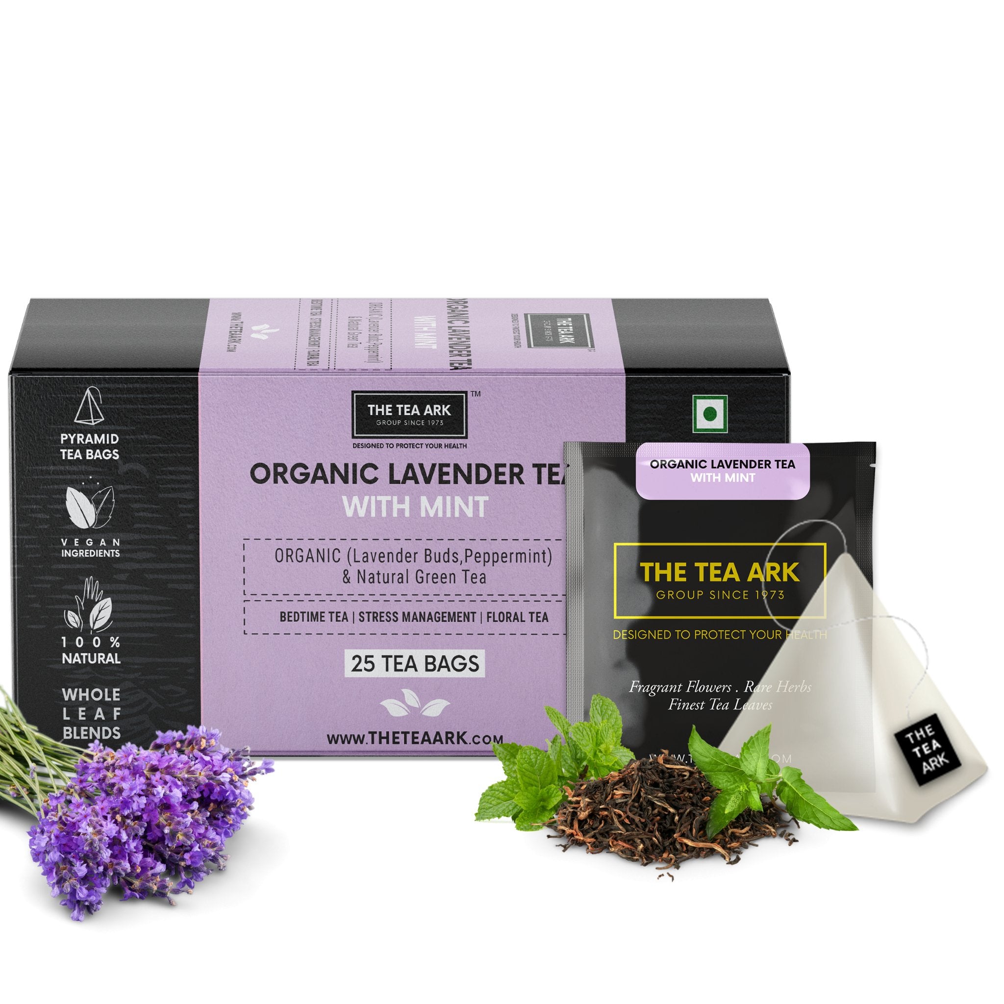 The Tea Ark Lavender Peppermint Green Tea, Bedtime Tea for Sleep & Stress Management - Inlife Pharma Private Limited