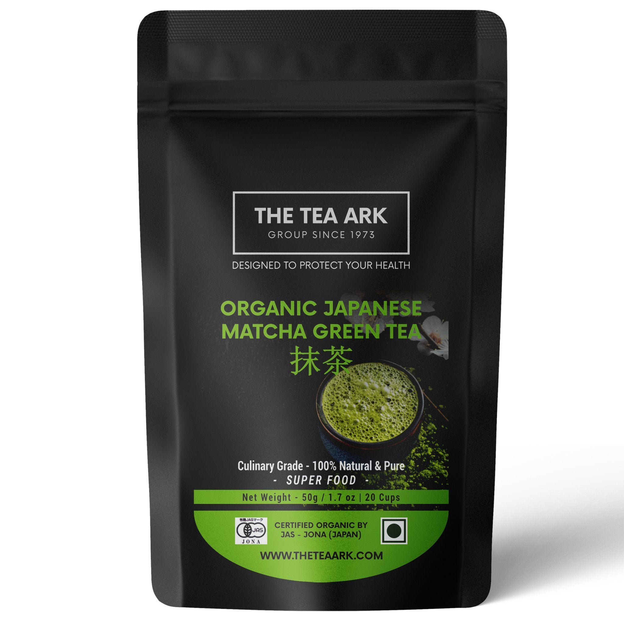 The Tea Ark Organic Matcha Green Tea Powder, Japanese Superfood (20 Cups), 50g - Inlife Pharma Private Limited