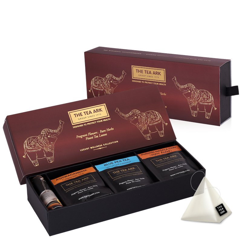 The Tea Ark Privilege Tea Gift Box, 3 Flavours, 21 Pyramid Tea Bags - Inlife Pharma Private Limited