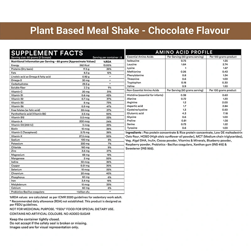 Inlife Plant Based Meal Replacement Shake with Added Probiotics | 500 gms