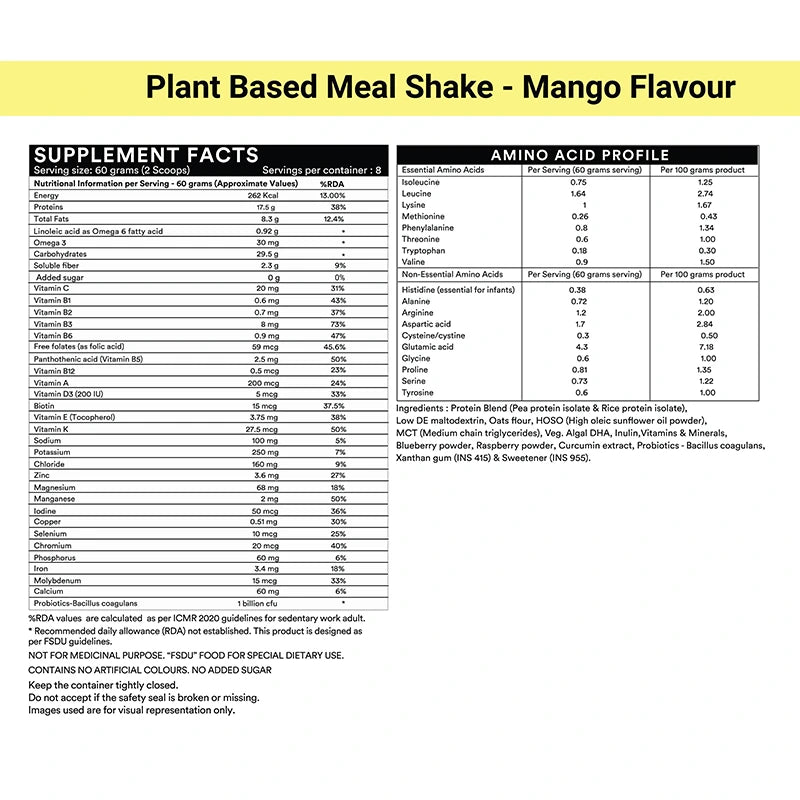 Inlife Plant Based Meal Replacement Shake with Added Probiotics | 500 gms